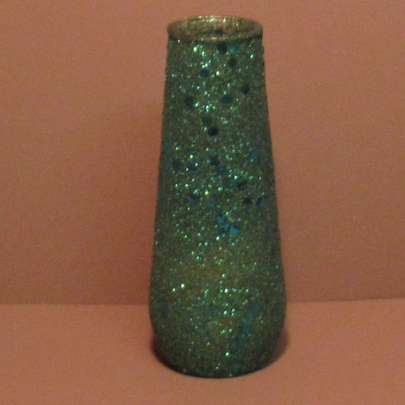 Vintage Green Sugar Coated Glitter Sparkles Christmas Candle